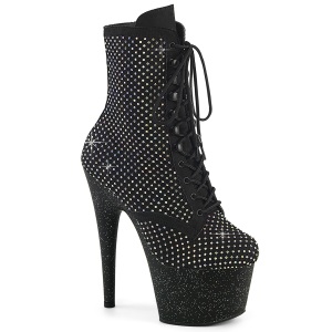 ADORE-1020RM 18 cm pleaser hjhlede boots strass sort