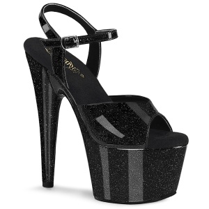 Black 18 cm ADORE-709GP glitter platform high heels
