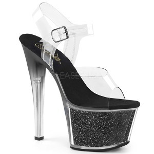 Black 18 cm SKY-308G-T glitter platform sandals shoes