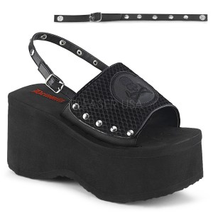 Black 9 cm Demonia FUNN-32 lolita emo platform sandals