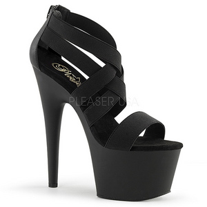 Black Elasticated 18 cm ADORE-769 Platform High Heeled Sandal Shoes