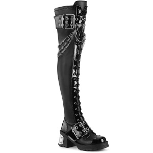 Black Matte 7 cm BRATTY-304 Emo Punk Overknee Boots