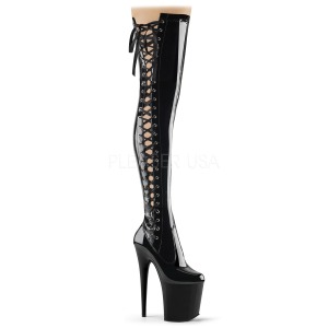 Black Patent 20 cm FLAMINGO-3050 Platform Thigh High Boots