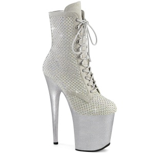 FLAMINGO-1020RM 20 cm pleaser h�jh�lede boots strass s�lv