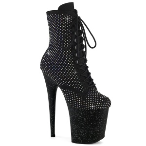 FLAMINGO-1020RM 20 cm pleaser h�jh�lede boots strass sort