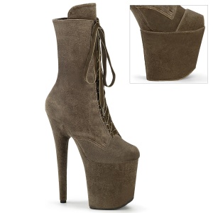 Fl�jl 20 cm FLAMINGO-1045VEL khaki ankelst�vler med h�je h�le + t�kapper