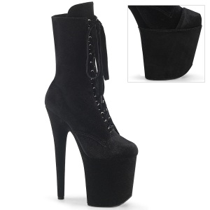 Fl�jl 20 cm FLAMINGO-1045VEL sorte ankelst�vler med h�je h�le + t�kapper