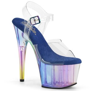 Gennemsigtig 18 cm ADORE-708HT bl� plateau h�jh�lede sandaler kvinder