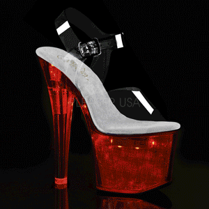 Gennemsigtig 18 cm FLASH-708CH poledance sandaler med LED p�re plateau