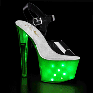 Gennemsigtig 18 cm ILLUMINATOR-708 poledance sandaler med LED p�re plateau