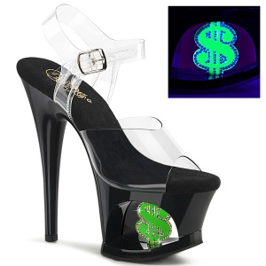 Gennemsigtig 18 cm MOON-708USD pole dance plateausandaler high heels