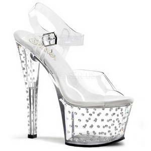 Gennemsigtig 18 cm Pleaser STARDUST-708 H�je H�le Plateau