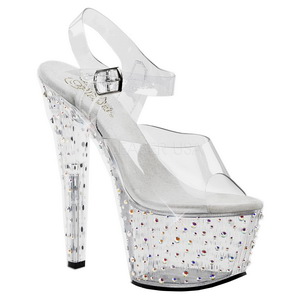 Gennemsigtig 18 cm STARDANCE-708 Strass Plateau H�je H�le