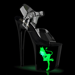 Gennemsigtig 20 cm FLA-NLDG-1 poledance high heels med LED p�re plateau