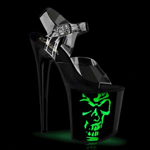 Gennemsigtig 20 cm FLA-NLDG-5 poledance high heels med LED p�re plateau