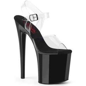 Gennemsigtig 20 cm NAUGHTY-808 Sorte plateau high heels sko