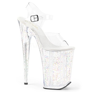 Gennemsigtig 23 cm Pleaser INFINITY-908MG glitter plateau high heels sko