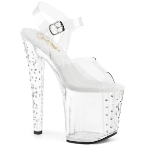 Gennemsigtige 19 cm strass plateau ENCHANT-708RS h�jh�lede plateausandaler