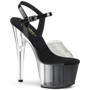 Gr� gennemsigtig 18 cm ADORE-708T-1 h�jh�lede sko - pole dance sko