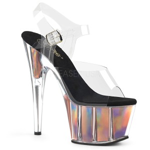 Guld 18 cm ADORE-708HGI Hologram plateau high heels sko