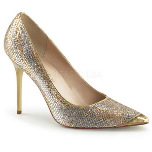 Guld Glimmer 10 cm CLASSIQUE-20 store st�rrelser stilettos sko