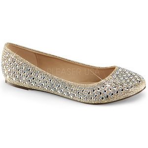Guld TREAT-06 krystal sten ballerina sko med flade hæle