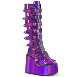 Hologram 14 cm SWING-815 alternativ plateaustøvler med spænder lilla