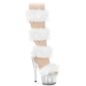 Hvid 18 cm ADORE-728F pole dance h�jh�lede sandaler med fjer