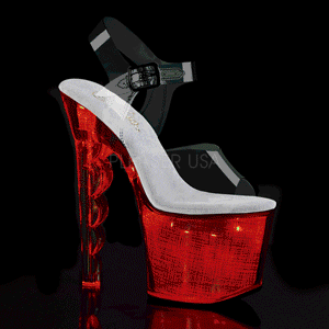 Hvid 18 cm FLASH-708SCH poledance sandaler med LED p�re plateau