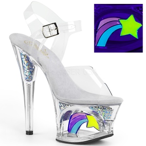 Hvid 18 cm MOON-708RSS Neon plateau high heels sko