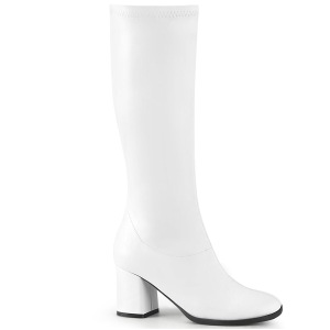 Hvid Vegan 7,5 cm GOGO-300-2 højhælede støvler med blokhæl