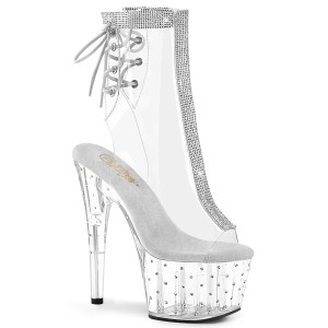 Hvid gennemsigtig 18 cm STARDUST-1018C-2RS h�jh�lede ankelst�vler - pole danseskoene