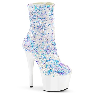 Hvide Pailletter 18 cm ADORE-1042SQ kvinder h�jh�lede boots plateau