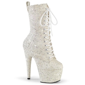 Hvide glitter 18 cm ADORE-1040GR kvinder hjhlede boots plateau