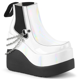 Hvide vegan boots 13 cm VOID-50 demonia støvler med kilehæle