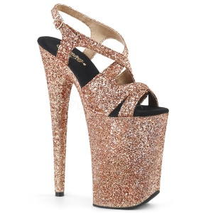 Kobber 23 cm INFINITY-930LG glitter plateau high heels sko