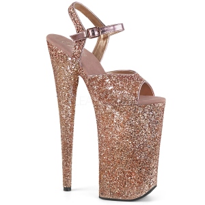 Kobber 25,5 cm BEYOND-010LG glitter plateau high heels sko