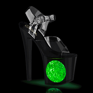 LED p�re plateau 19 cm CIRCLE-708LT h�jh�lede sandaler - pole dance high heels