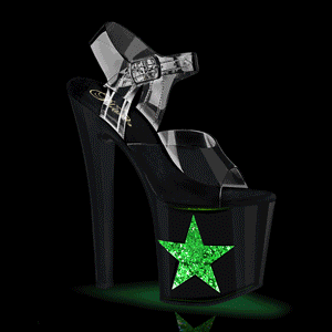 LED p�re plateau 19 cm STAR h�jh�lede sandaler - pole dance high heels