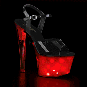 Lakl�der 18 cm DISCOLITE-709 stripper sandaler poledance sko LED p�re