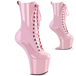 Laklder 20 cm CRAZE-1040 Heelless ankle boots pony heels rosa