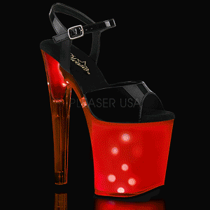 Laklæder 20 cm DISCOLITE-809 stripper sandaler poledance sko LED pære