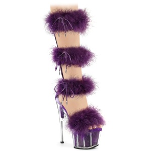 Lilla 18 cm ADORE-728F pole dance h�jh�lede sandaler med fjer