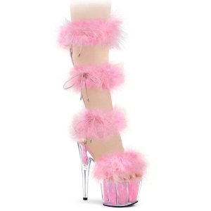 Lyser�d 18 cm ADORE-727F pole dance h�jh�lede sandaler med fjer