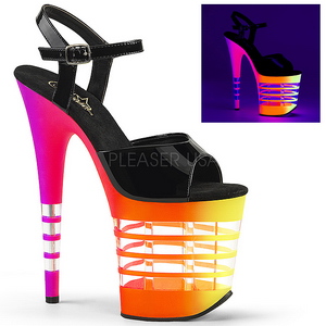 Multicolored Neon 20 cm Pleaser FLAMINGO-809UVLN Platform High Heels