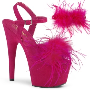 Pink 18 cm ADORE-709F exotic pole dance high heel sandals with feathers
