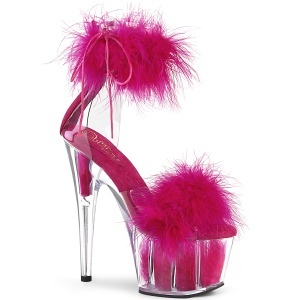 Pink 18 cm ADORE-724F pole dance hjhlede sandaler med fjer