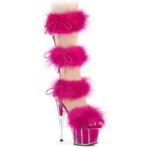 Pink 18 cm ADORE-728F pole dance h�jh�lede sandaler med fjer