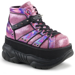 Pink Kunstl�der 7,5 cm NEPTUNE-100 Plateau Gothic Sko til M�nd