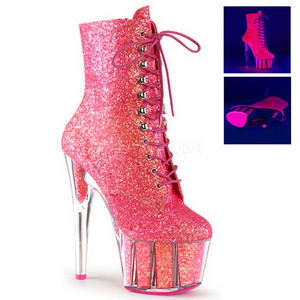 Pink glitter 18 cm ADORE-1020G womens platform soled ankle boots